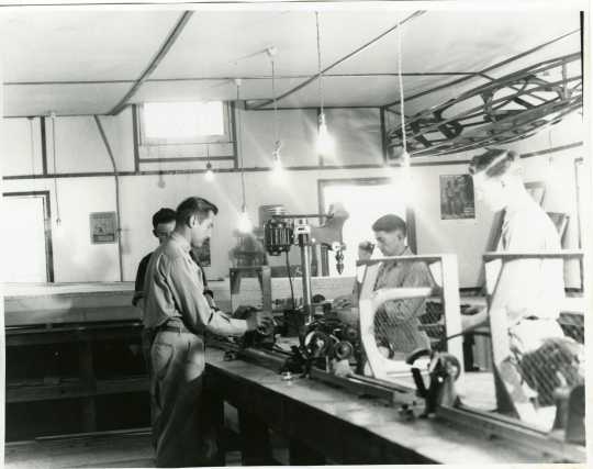 Interior view of the workshop building at Camp Rabideau, ca. 1930s. Used with the permission of the Beltrami County Historical Society.