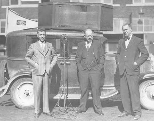 Black and white photograph of Henry G. Teigan, Magnus Johnson, and Arthur C. Townley, c.1930. 