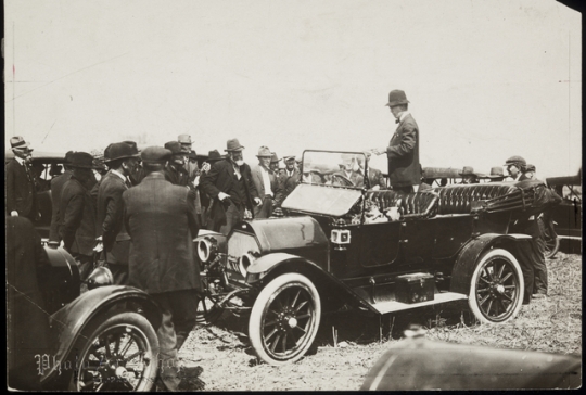 Black and white photograph of Nonpartisan League meeting in Carver County, 1918.