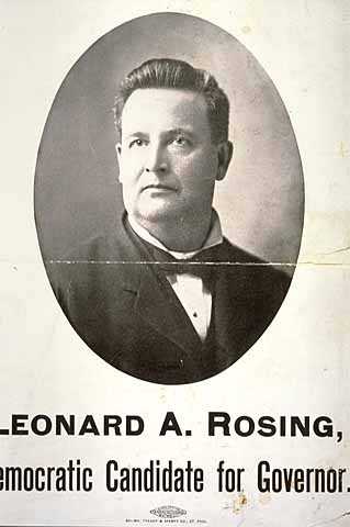 Poster for Leonard A. Rosing, Democratic candidate for Minnesota governor, 1902.