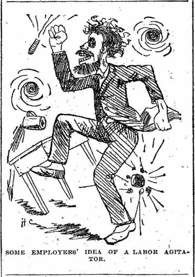 Black and white scan of "Some employers' idea of a labor agitator." Minneapolis Journal, April 15, 1889. 