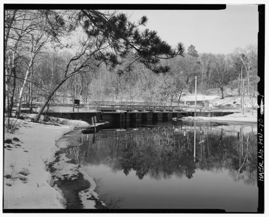 Upstream view of Gull Lake Dam