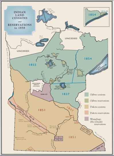 Indian Land Cessions and Reservations to 1858