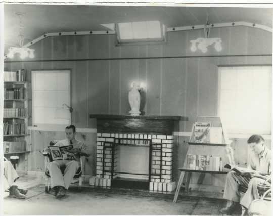 Interior view of the library at Camp Rabideau, ca. 1930s. Used with the permission of the Beltrami County Historical Society.