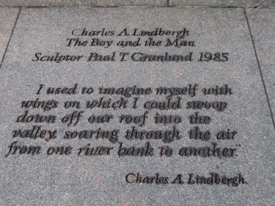 Inscription at the base of “Charles A. Lindbergh: The Boy and the Man”