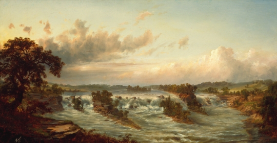 Painting of St. Anthony Falls by Alexander Francois Loemans, ca. 1875