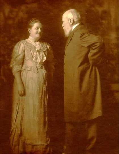Black and white photograph of Mary Mehegan Hill and James J. Hill, 1915.