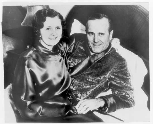 Photograph of Wilford "Captain Billy" Fawcett with his third wife (and former secretary) Frances Robinson. 