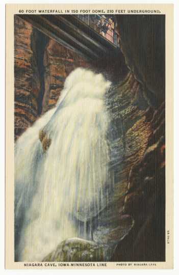 Color Illustration of waterfall in Niagara Cave