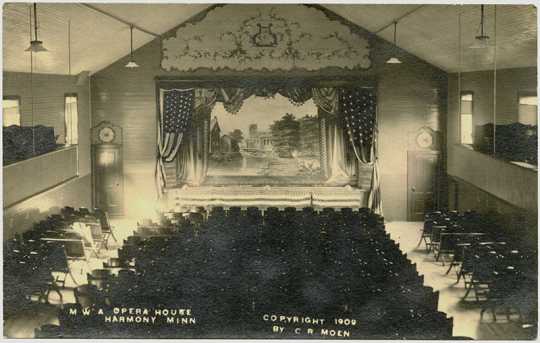 Photograph of Harmony Opera House auditorium, 1909