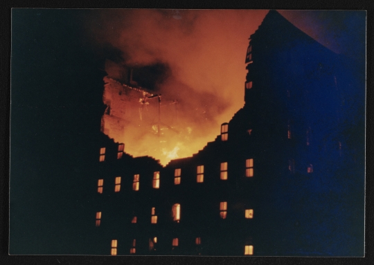 Washburn A Mill on fire, 1991