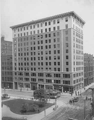 Black and white photograph of the Commerce Building, c.1915.