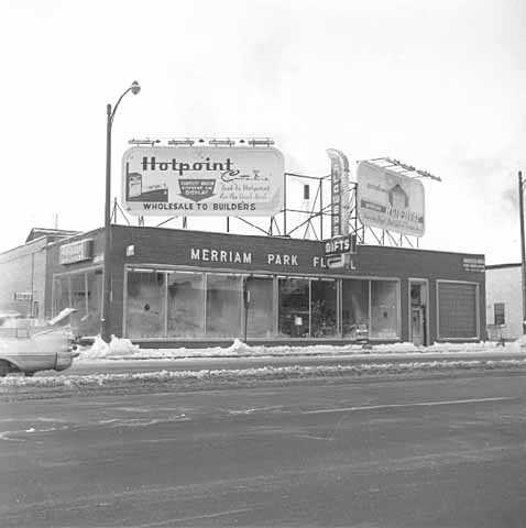 Merriam Park Floral and Gift Company, 2250 University Avenue, St. Paul, 1960, lost to freeway construction. Photo by St. Paul Dispatch-Pioneer Press.
