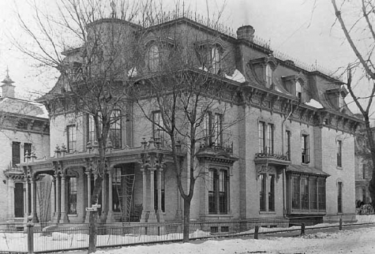 Black and white photograph of James J. Hill residence on Ninth and Canada, St. Paul, 1884. 