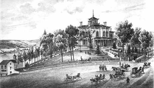 J.C. Burbank’s Residence, Summit Avenue, St. Paul, MN. Engraving of the house from An Illustrated Historical Atlas of the State of Minnesota, by A. T. Andreas, 1874.