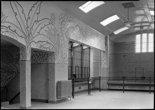 Photograph of the interior of the Duluth Zoo (Federal Art Project), ca. 1939.