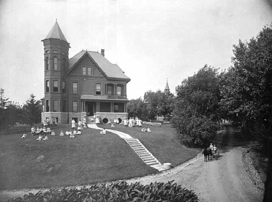 Black and white photograph of Girl's Cottage at the State School, c.1905.