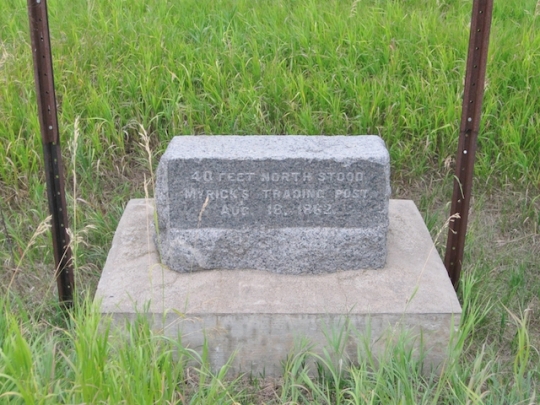 Marker at the site of Andrew Myrick's trading post