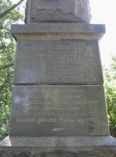 Face of the "Faithful Indians" monument