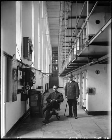 Cell block and guards at Minnesota State Prison, Stillwater