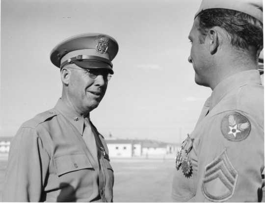 Brigadier General Martinus Stenseth at the Las Vegas Army Air Force Base, ca. 1950. Photo by US Air Force