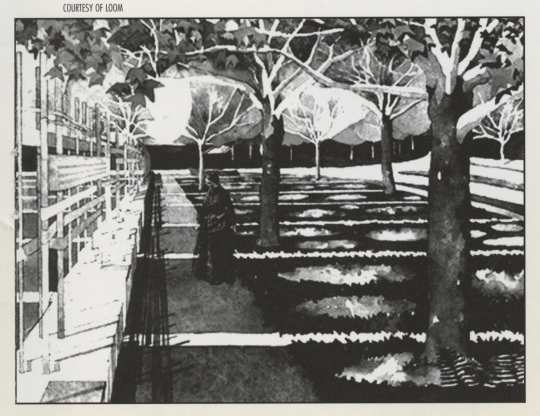 Architect’s rendering of the Minnesota Woman Suffrage Memorial Garden, from the memorial dedication booklet, 2000. LOOM Studio.