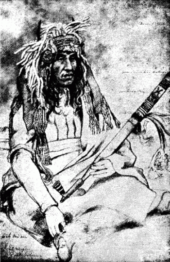 Dakota Leader Taoyateduta (Little Crow IV) sketched at Traverse des Sioux, Minnesota Territory in 1851 by artist Frank Blackwell Mayer
