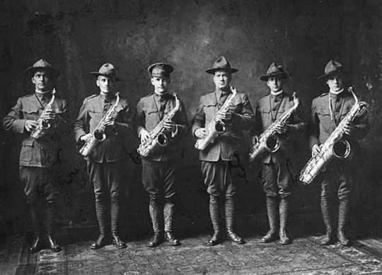 Black and white photograph of a Minnesota Home Guard Band, c.1918.