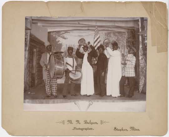 Members of a Salvation Army team put on a blackface minstrel show in Stephen, Minnesota, in January and February of 1887. 