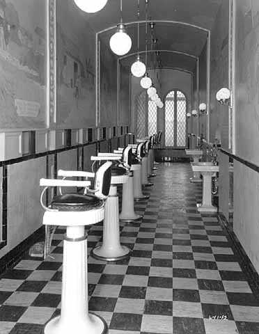 Black and white photograph of Children’s barber shop, c.1926.