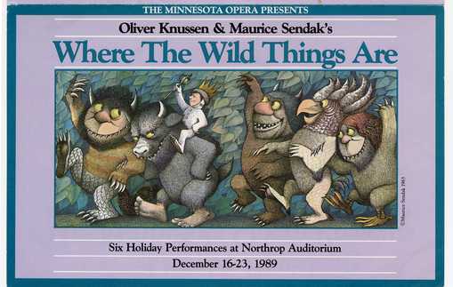 Postcard announcing Minnesota Opera production of Where the Wild Things Are