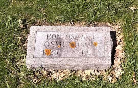 Osmund Osmundson grave marker, Valley Grove. Photo taken in 2019.