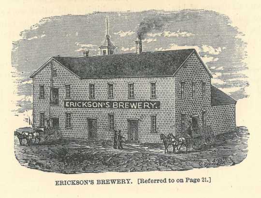 Erickson’s (Moorhead) Brewery. Engraving, ca. 1883. From The Valley of the Red River of the North: A Pamphlet (Cleveland: Moorhead Board of Trade, 1883): 43.