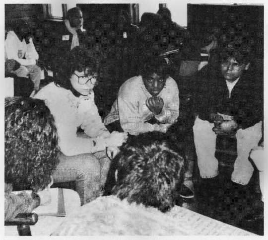 Minneapolis residents discuss policing and community relations at one of Inter-Race’s group forums, 1991. From the organizational records of the INTER-RACE Institute 1986–2001 (box 1991 123.F.10.4F), Manuscripts Collection, Minnesota Historical Society, St. Paul.
