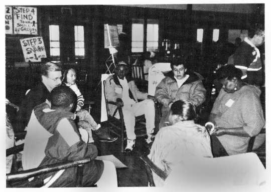 Minneapolis residents discuss policing and community relations at one of Inter-Race’s group forums, 1991. From the organizational records of the INTER-RACE Institute 1986–2001 (box 123.F.10.4F), Manuscripts Collection, Minnesota Historical Society, St. Paul. 