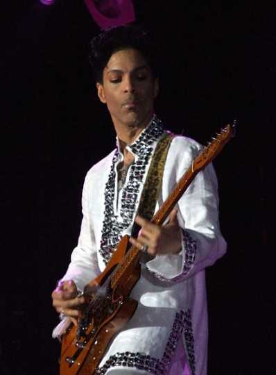 Prince performing at the Coachella music festival