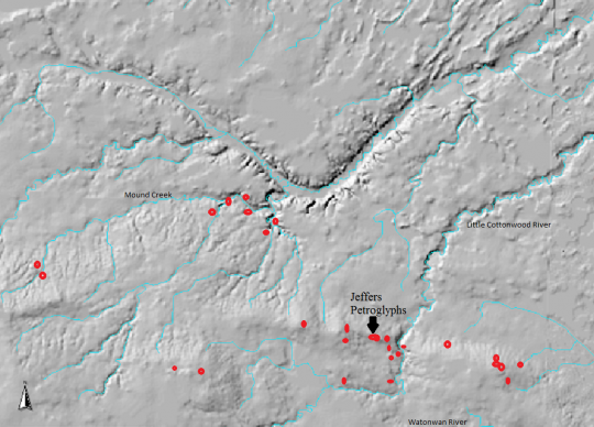 LiDAR map of the Red Rock Ridge and its cultural sites