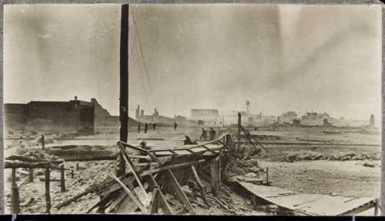 View of the Hinckley main street the morning after the fire, 1894. 