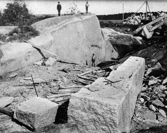 Black and white photograph of Quarry, Rockville Granite Company, Rockville, Minnesota, c.1910