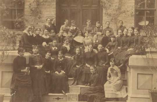 Black and white photograph of the St. Joseph’s Academy high school class of 1883