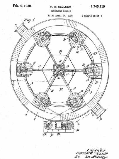 Tilt-A-Whirl patent application drawing