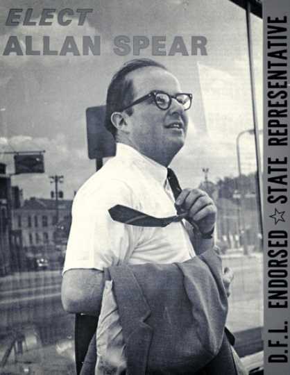 Black and white flyer from Spear’s first, and unsuccessful, run for office in 1968.