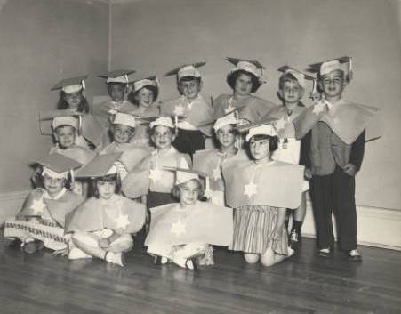 Black and white photograph of the St. Paul Talmud Torah Nursery School graduating class of ca. 1950.