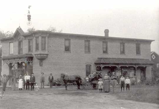 Black and white photograph of Strunk Saloon in Hanover, ca. 1906.