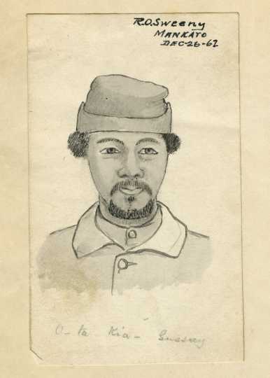 Scan of a drawing of Joseph Godfrey, 1862. Drawing by Robert O. Sweeny.