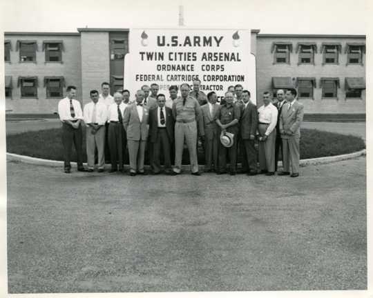 Workers outside the Twin Cities Ordnance Plant