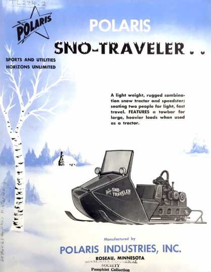 Polaris sales brochure produced after Edgar Hetteen’s pivotal Alaska-proving trek, ca. 1960. From “Pamphlets relating to snowmobiles and snow cruisers, 1939–.” Pamphlets collection (TL234), Minnesota Historical Society, St. Paul.