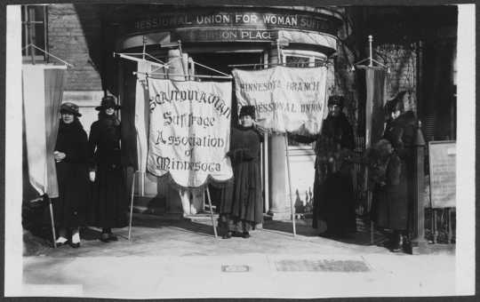 Scandinavian Woman Suffrage Association members picketing in Washington, DC