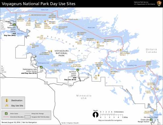 Day-use sites within Voyageurs National Park