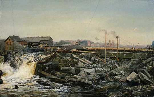 St. Anthony Falls: Reconstructing St. Anthony Falls, 1869 (1)